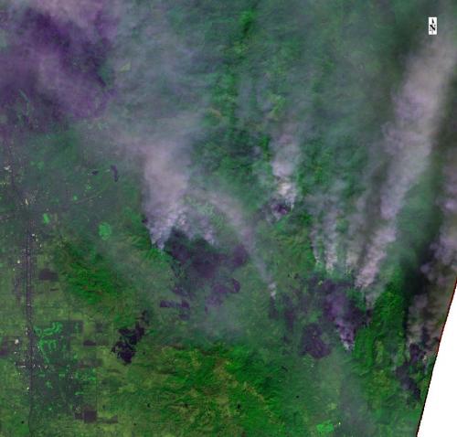 Sentinel image of the fires on 10 October 2017 east of Santa Rosa