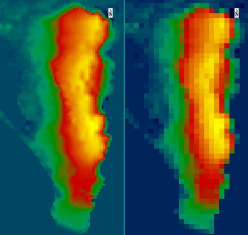 SRTM 30m (left) and 90m of Gibraltar