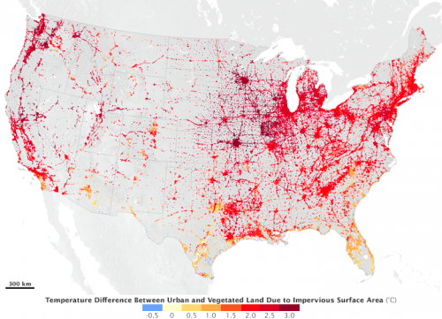 NASA image impervious surface temperature differences