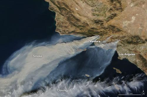 MODIS image of the Thomas fire on 5 December 2017